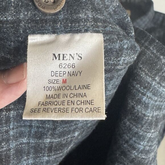 WOOLRICH Mens Blue Plaid 100% Wool Long Sleeve Shirt Size M Heavy - Picture 8 of 11